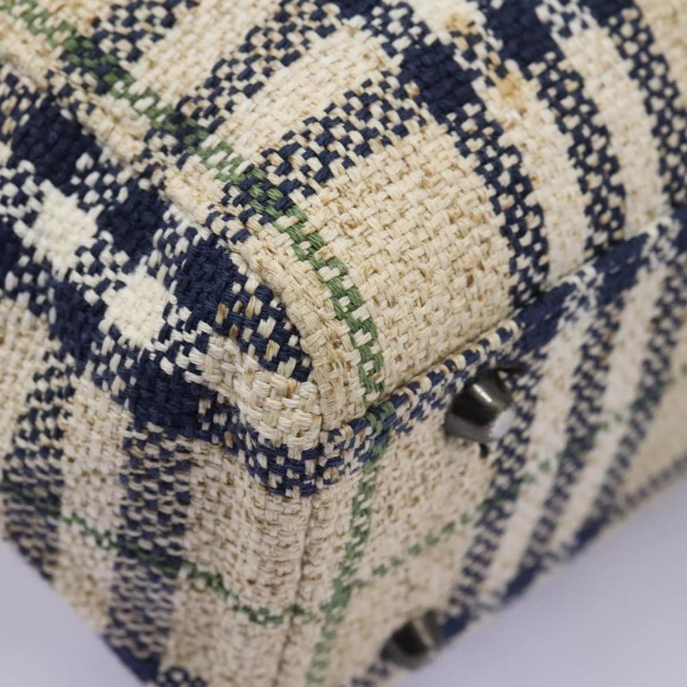 BURBERRY Nova Check Blue Label Hand Bag Canvas Beige Navy Auth BD035 - Picture 8 of 16